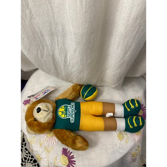 Vintage 1994, Seattle Supersonics Plush Teddy Bear with Basketball. - Picture 7 of 9